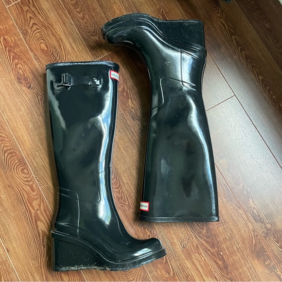 Women’s size 6 Hunter boots, wedge knee high - Picture 2 of 8